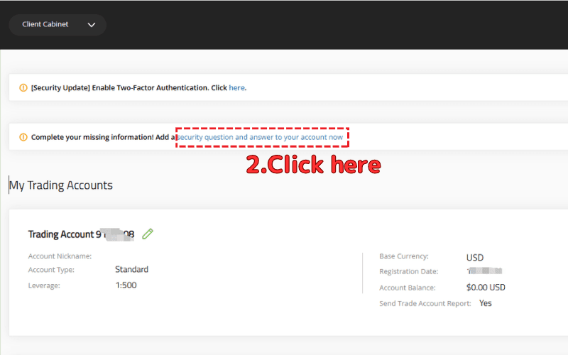 Set Security Question and Answer
