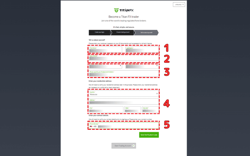 Fill in Personal Information and Complete SMS Verification