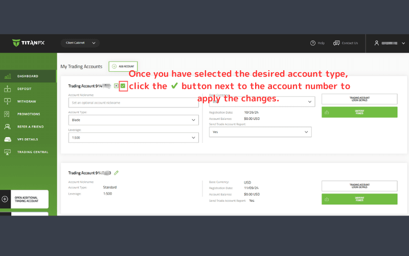 Apply the New Account Type