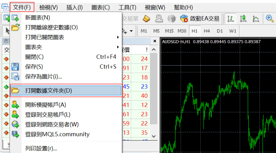 打开数据文件夹