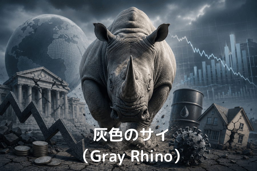 灰色のサイ（Gray Rhino）とは？定義・5つの段階・ブラックスワンとの違いを解説
