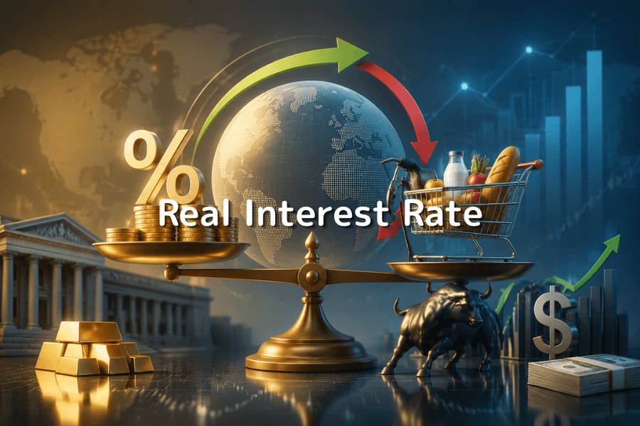 What is the real interest rate? Calculation, the Fisher equation, and the effect on gold and stocks