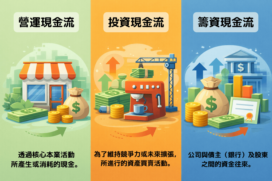現金流量表(Cash Flow Statement)三大結構:營運現金流、投資現金流與籌資現金流