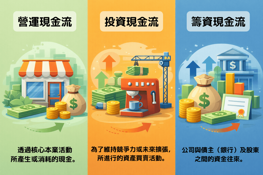 現金流量表（Cash Flow Statement）三大結構：營運現金流、投資現金流與籌資現金流