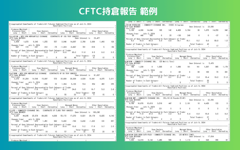  CFTC持仓（COT持仓）报告范例