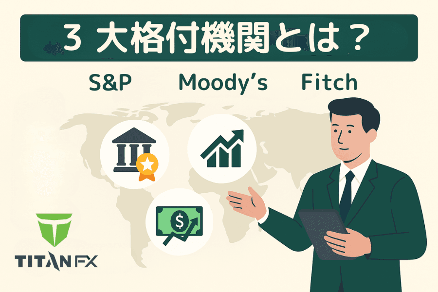 3 大信用格付機関（S&P・Moody's・Fitch）の役割と FX・債券市場への影響を整理した解説図