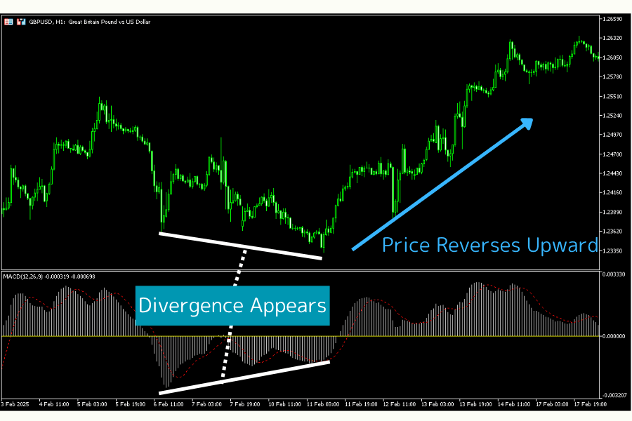 MACD bullish divergence example chart