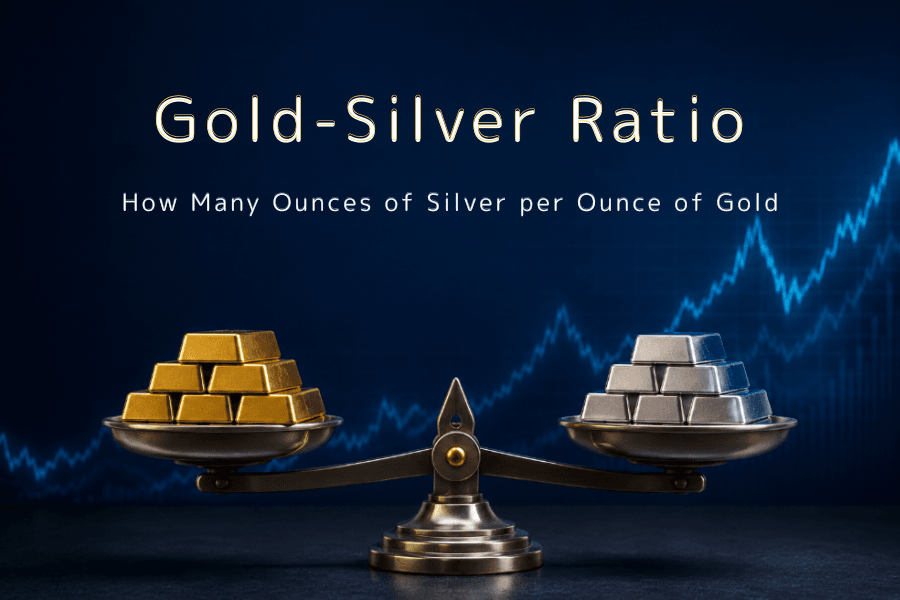 Gold-Silver Ratio: gold and silver bars on a balance scale