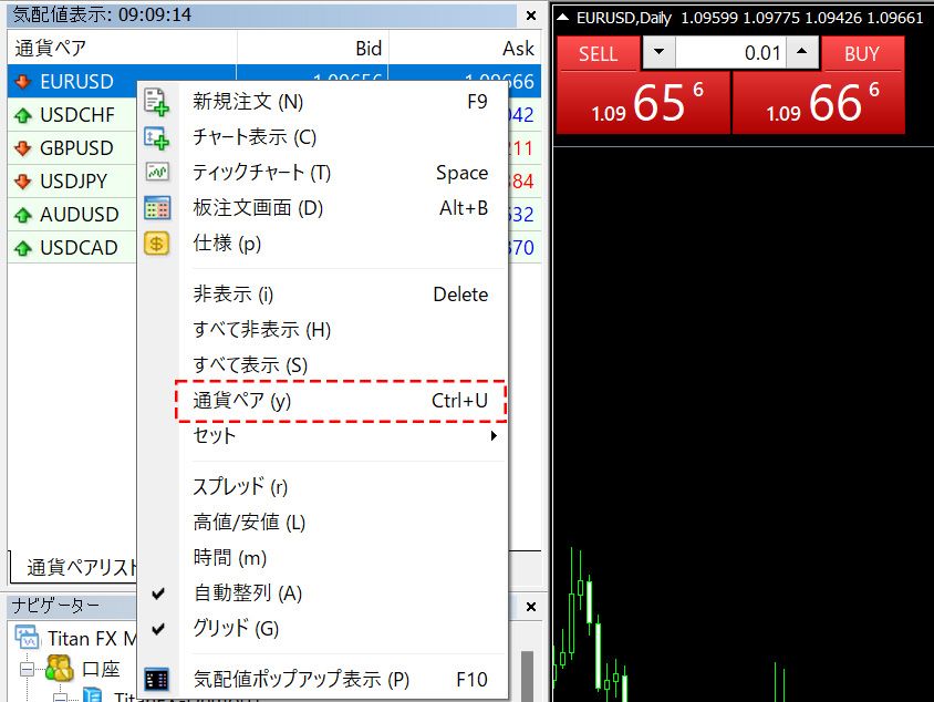 MT4（Windows版）の気配値表示の設定 | Titan FX（タイタンFX