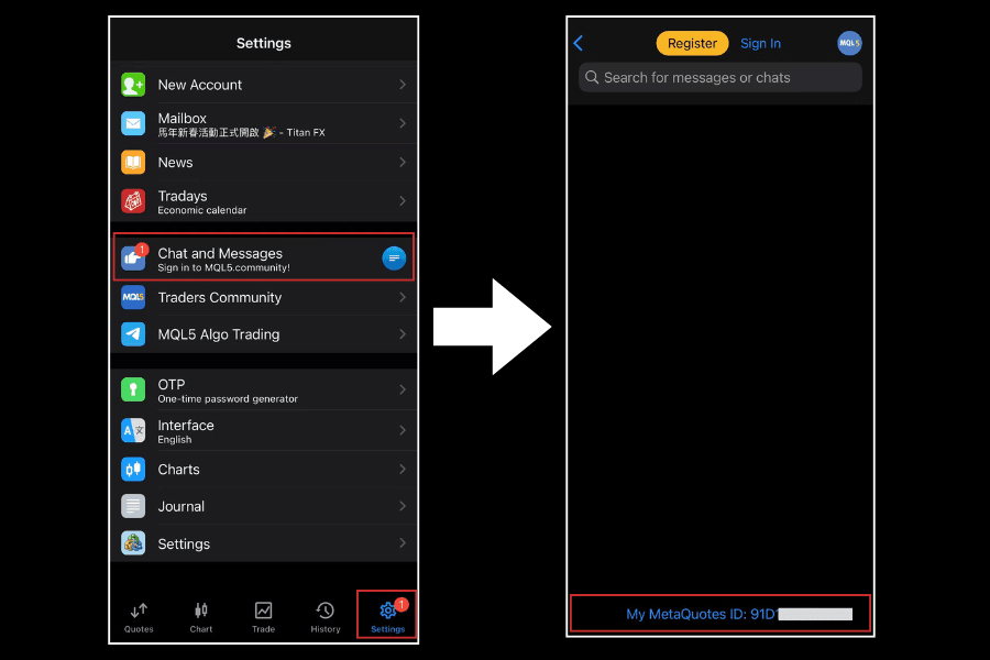 Configure mobile push notifications using MetaQuotes ID