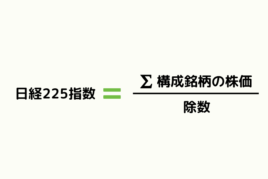日経225指数(JPN225)算出式:構成銘柄の株価合計を除数で除算