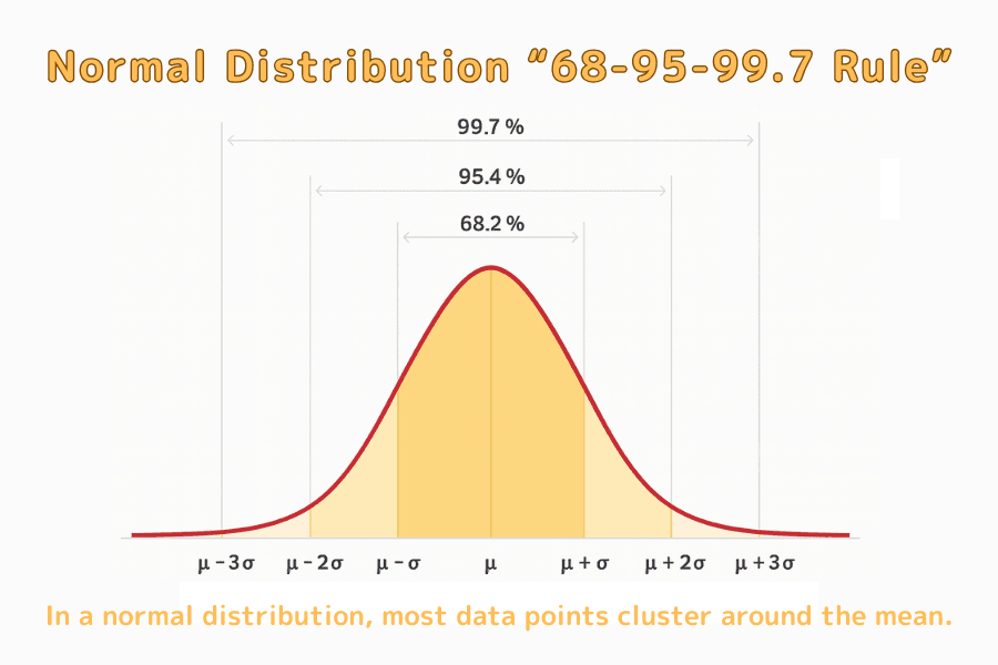 The 68-95-99.7 rule of the normal distribution