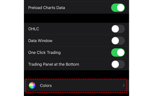 MT5 (iOS) Chart Color Settings