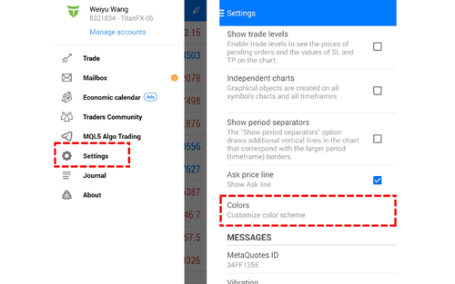 Chart Color Settings on MT4 (Android)