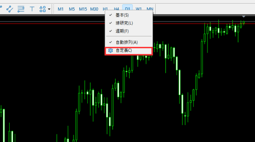 MT5（Windows版）工具欄中時間週期的自定義顯示方法