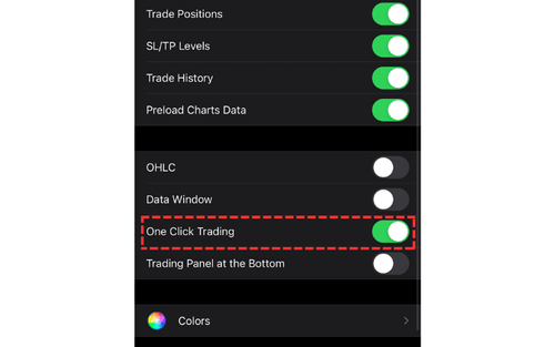 MT5 (iOS)  One-Click Orders and Position Modifications