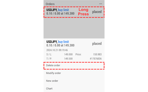 How to Modify or Cancel Pending Orders on MT5 (Android)