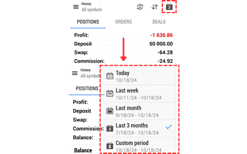 MT5 (Android) Trading History