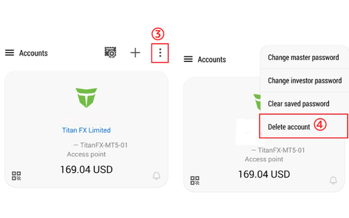 How to Log Out of or Delete an Account on MT5 (Android)