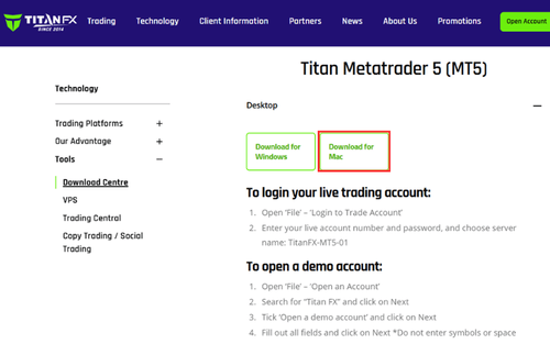 Installation and login method for MT5 (Mac)