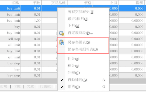 MT4（Mac 版）損益報告/報表的製作方法