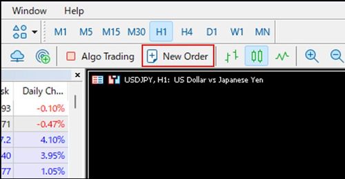 Displaying the Order Placement Window and Placing Orders in MT5 (Win)