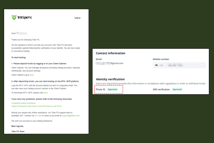 Titan FX KYC Approval Screen