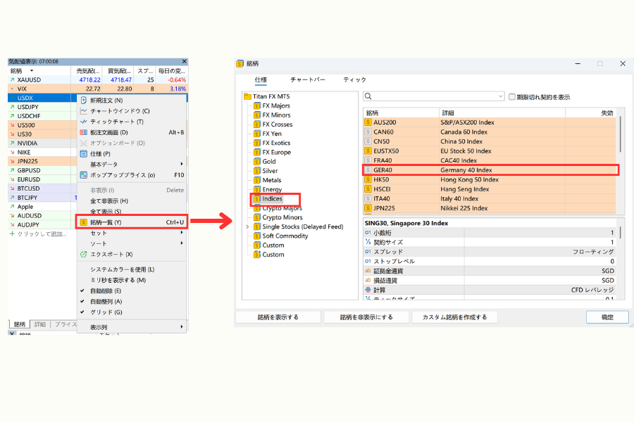 MT4/MT5でGER40の気配値を追加する手順