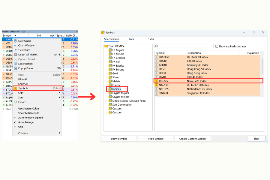 How to Add JPN225 in MT4/MT5