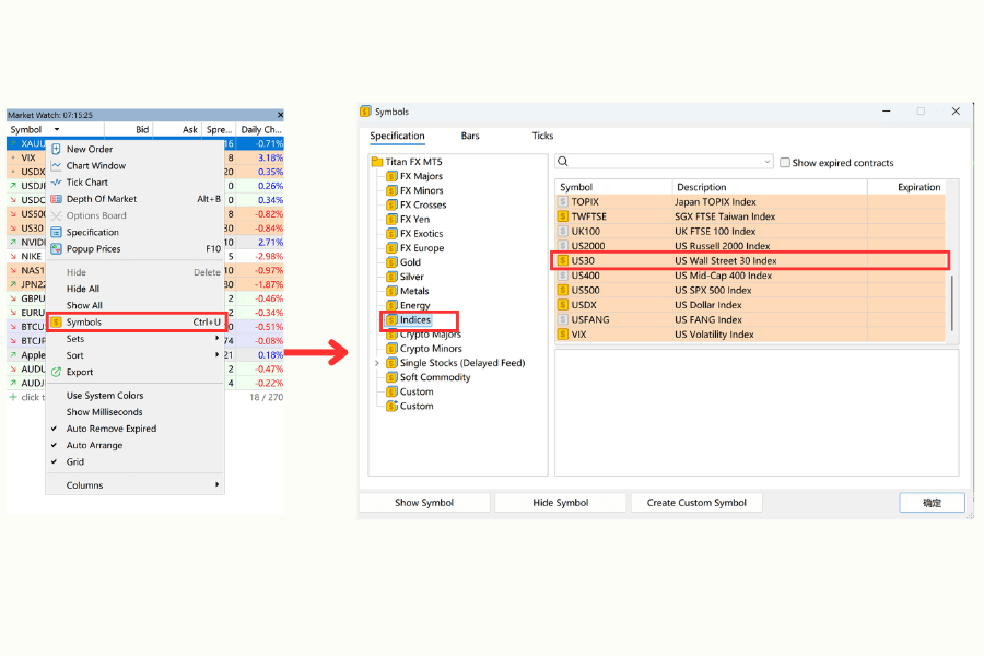 MT4/MT5 Adding US30 Quotes