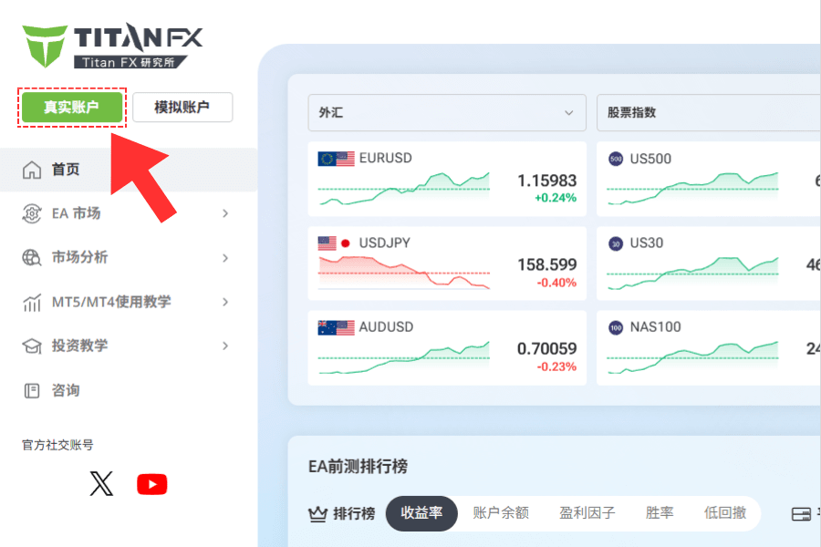 Titan FX official website homepage