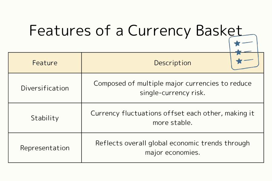 Three key characteristics of a currency basket: diversity, stability, and representativeness