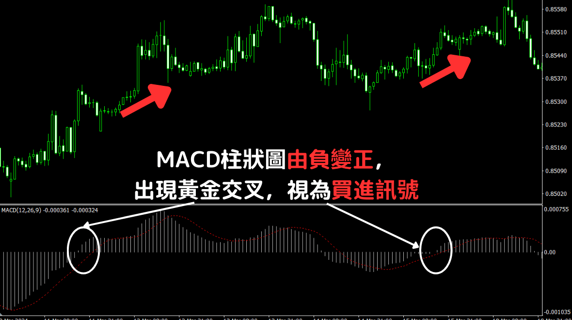 MACD案例:MACD柱状图为正「买进讯号」