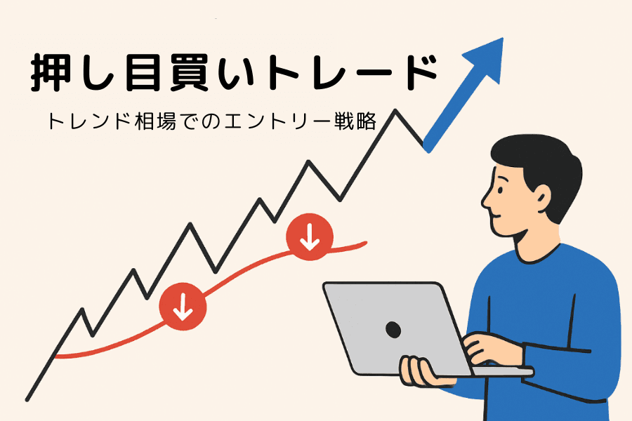 プルバック（押し目／戻り）とは？順張り取引における低リスクなエントリータイミングのイメージ図