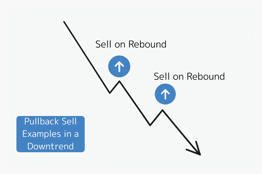 Sell-the-rally example in a downtrend — chart showing a temporary rally before the trend resumes