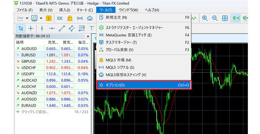 MT5（Windows版）のワンクリック注文方法 | Titan FX（タイタン