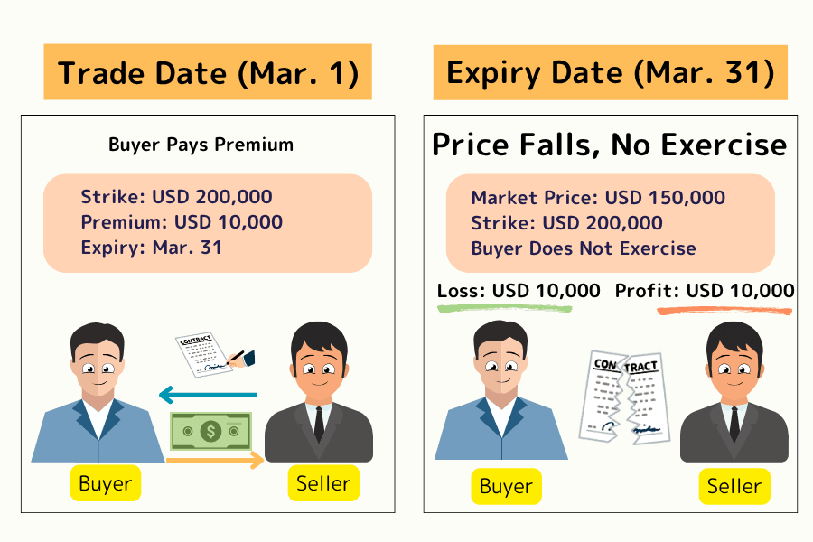 Example of a call option expiring worthless at expiration
